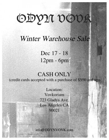 Odyn Vovk Winter Warehouse Sale Odyn Vovk Winter Warehouse Sale