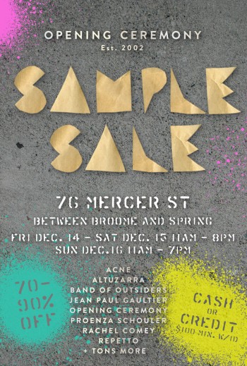 It’s Coming | Opening Ceremony Sample Sale