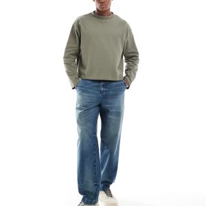 ASOS DESIGN baggy carpenter jeans in dark wash blue
