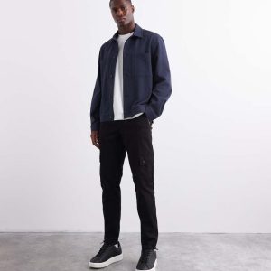 ASOS DESIGN tapered cargo pants in black