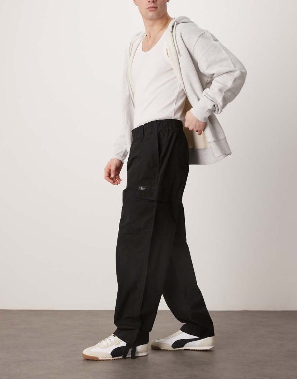 Calvin Klein Jeans poplin cargo pants in black