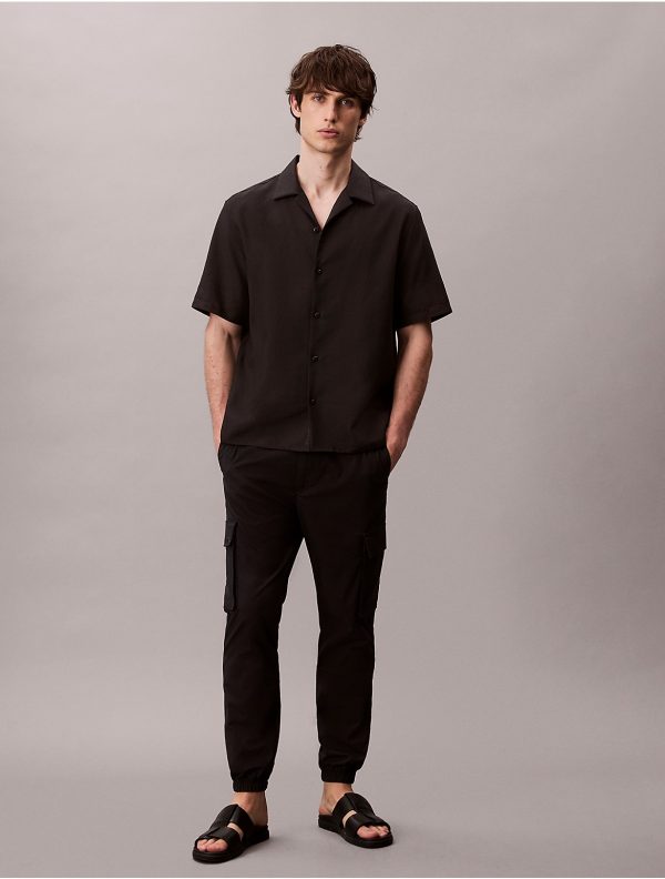 Calvin Klein Men's Cotton Blend Skinny Cargo Ripstop Pants - Black - M