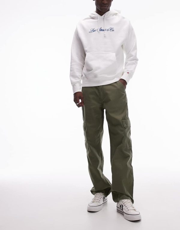 Levi's 568 cargo loose straight slub pants in dark green