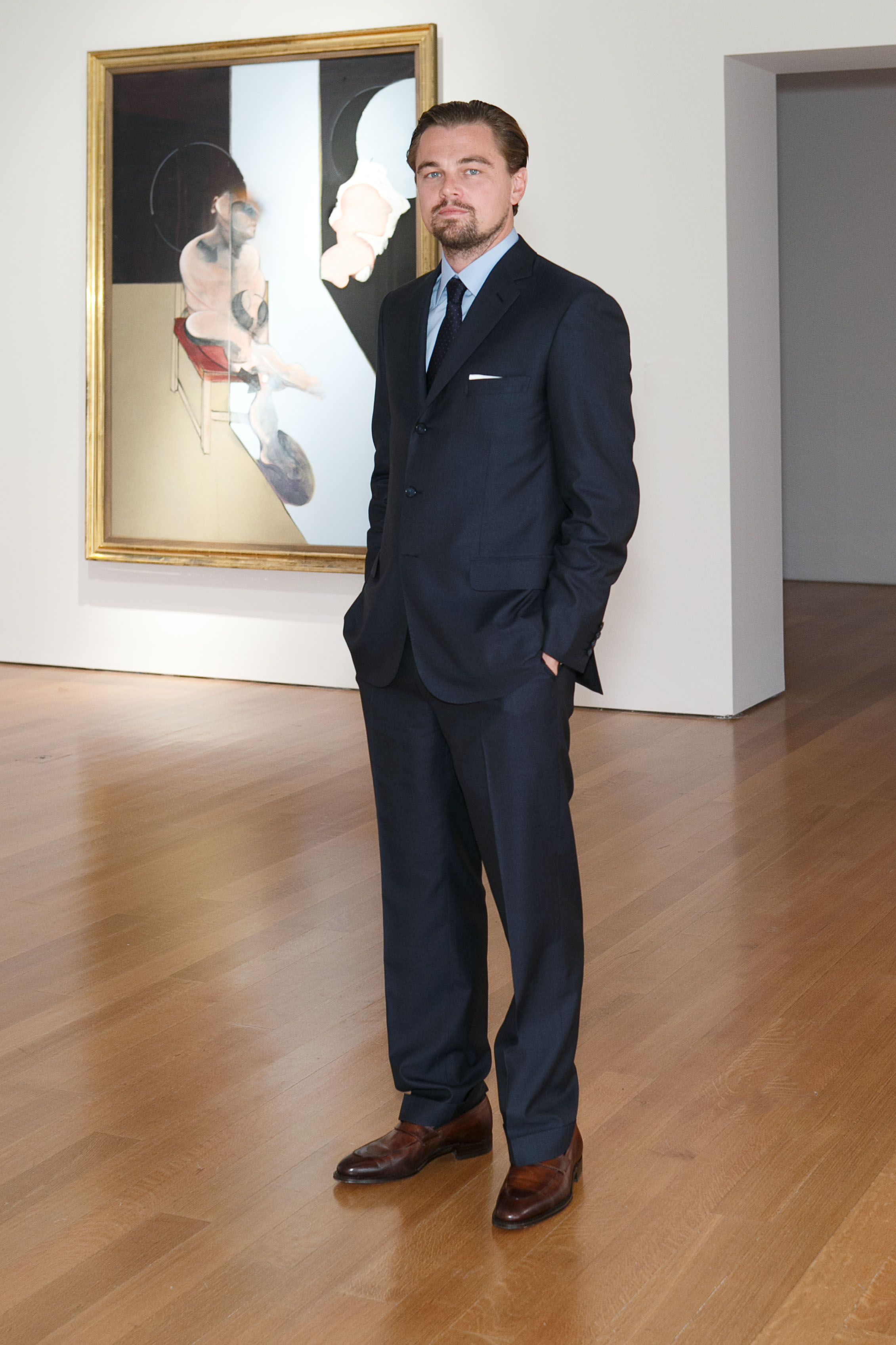 Leonardo DiCaprio wearing a Brioni suit at the Christies Gala Dinner