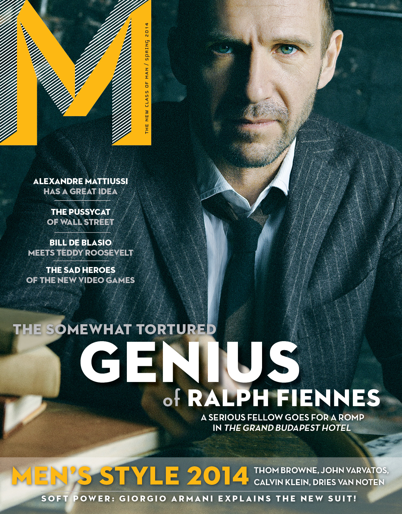 Ralph Fiennes Covers the Spring Edition of M Magazine