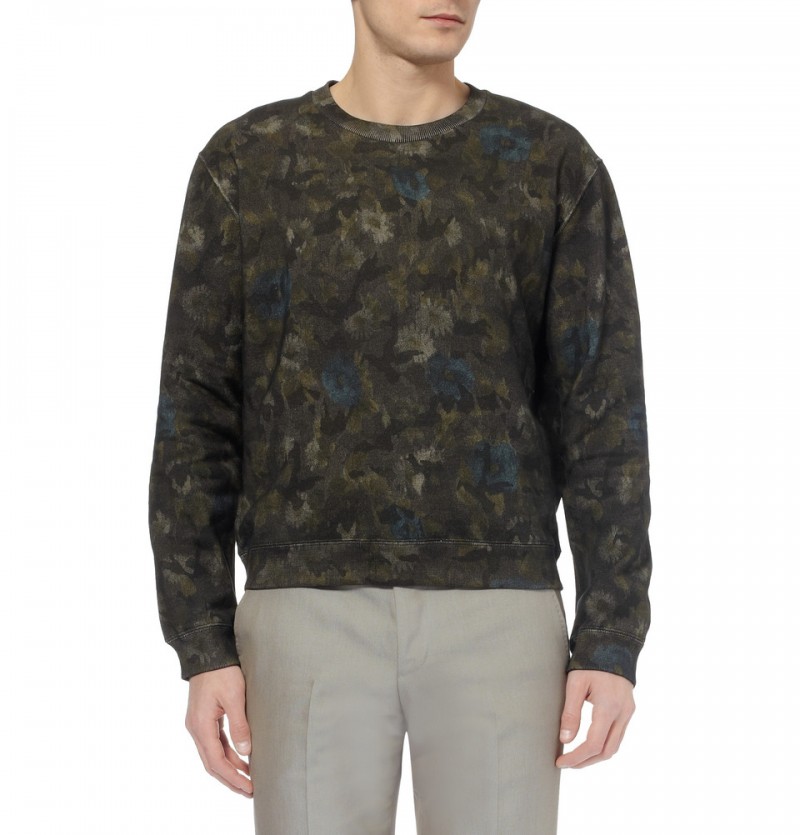 Valentino Flower and Camouflage Print Cotton Jersey Sweatshirt