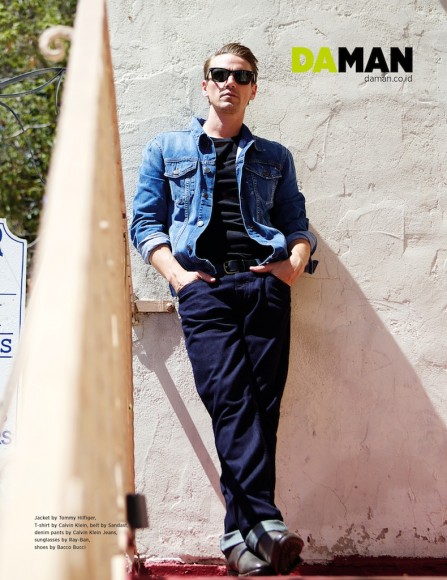 Riley Smith Wears Fall Double Denim Styles for DAMAN Photo Shoot – The ...