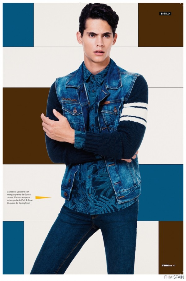 Francisco Peralta Models Casual Fall Denim Looks for FHM Spain September 2014 – The Fashionisto
