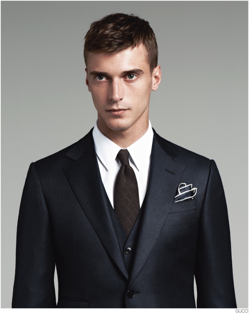 Clément Chabernaud Models Gucci Men's Tailoring Suit Collection