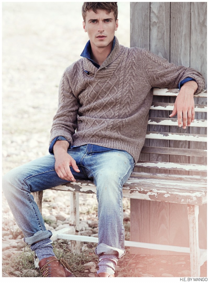 Clément Chabernaud Models Casual Winter 2014 Styles for H.E. by Mango ...