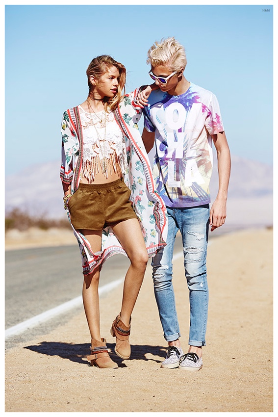 H&M Loves Coachella Collection: Lucky Blue Smith Models 2015 Festival ...