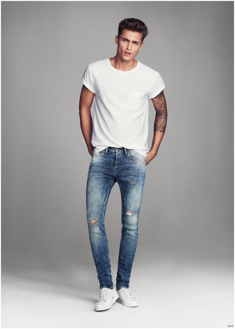 h&m white ripped jeans