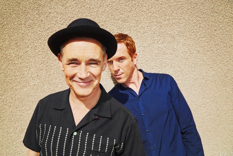 Actors Mark Rylance and Damian Lewis pose for a photo.