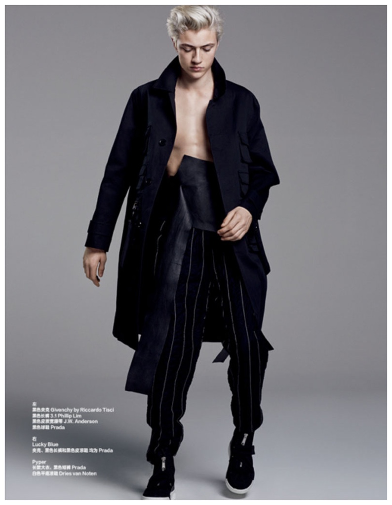 Lucky Blue Smith for May 2015 Harper's Bazaar China Cover Shoot