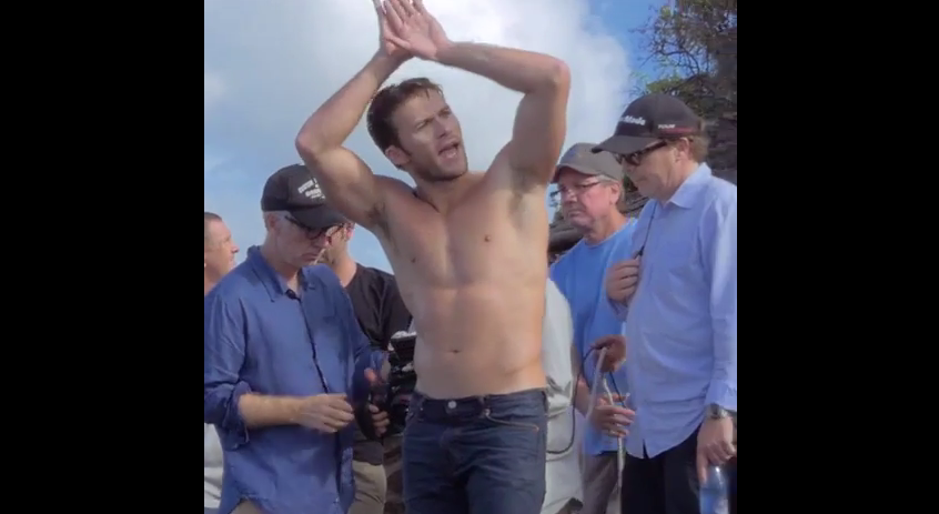 Scott Eastwood Davidoff Cool Water Campaign Behind the Scenes Shirtless Jeans Picture 2015