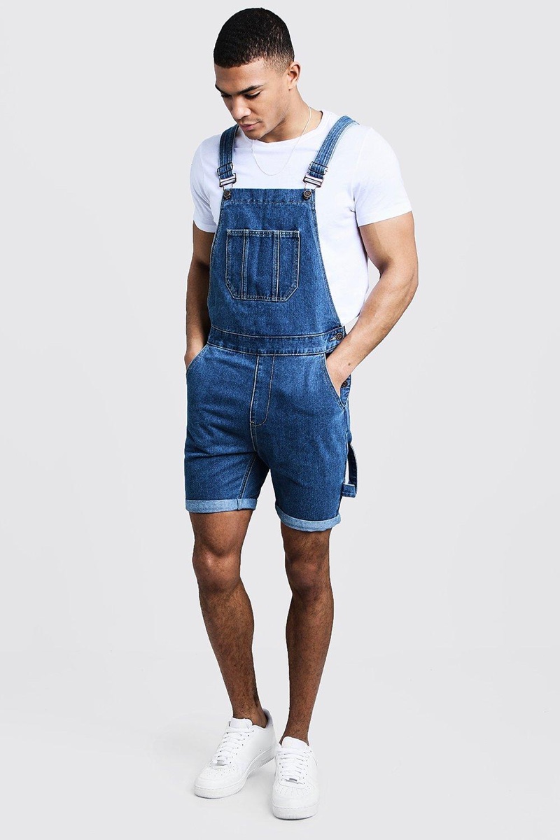 jean short overalls mens