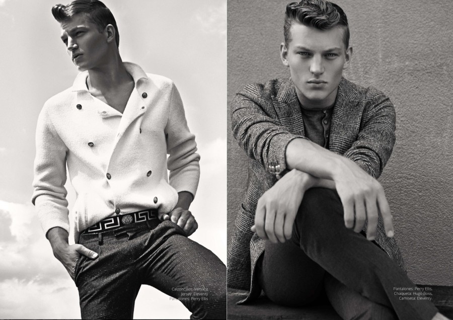 Tom Barker, Paolo Roldan + Sebastian Sauve Model Perry Ellis for Risbel ...