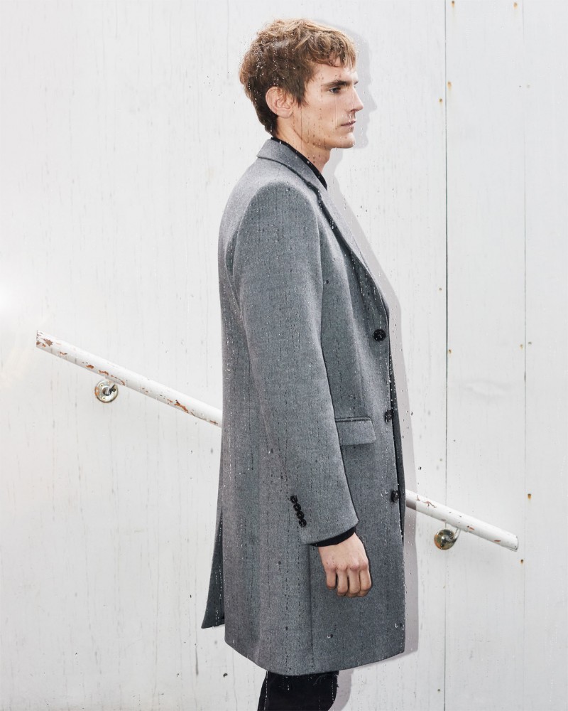 zara men's grey overcoat