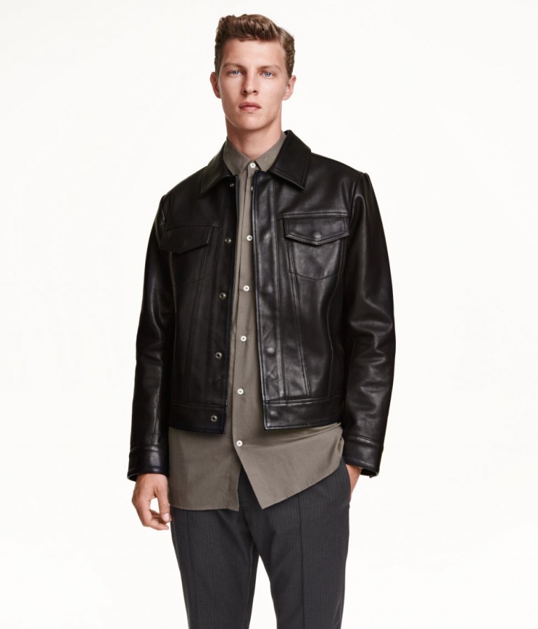 h & m leather shirt