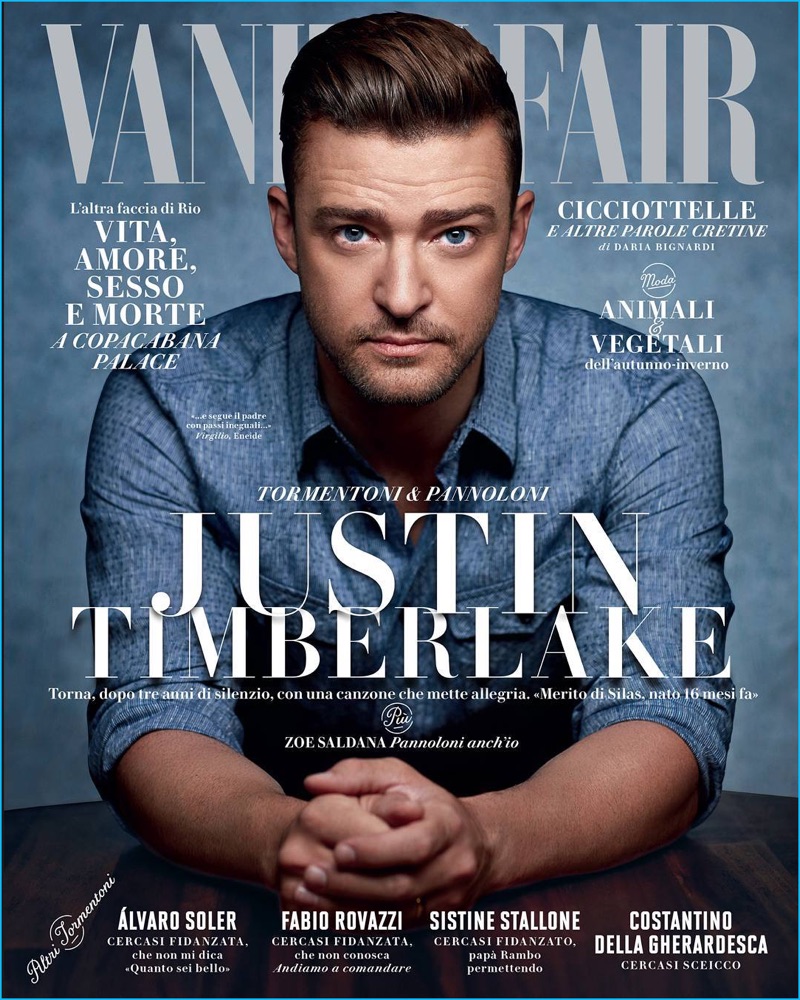 Justin Timberlake covers the August 2016 issue of Vanity Fair Italia.