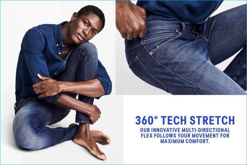 stretch blue jeans