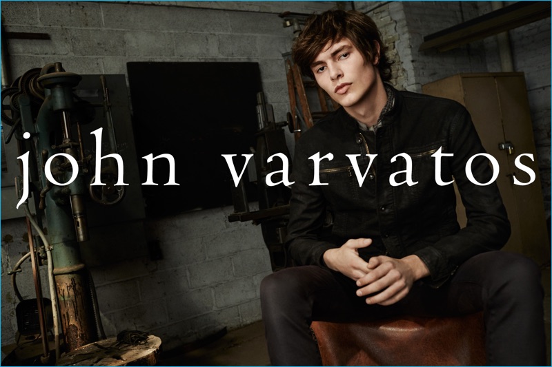 Nicholas Ronyai is front and center in trim fall fashions from John Varvatos.