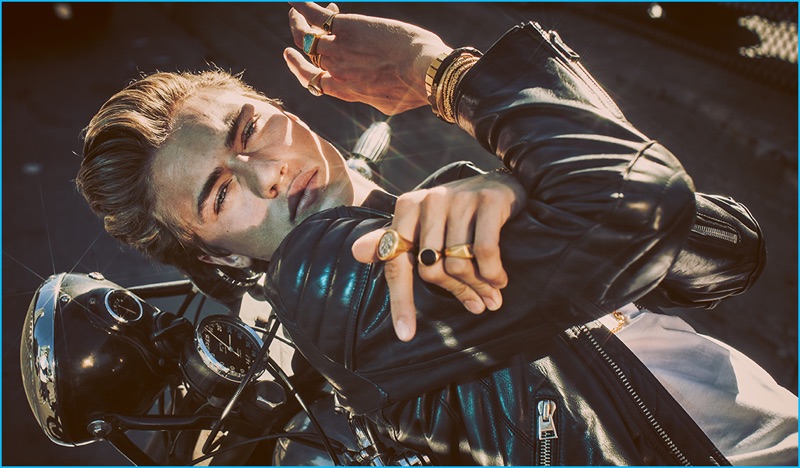 Model Lucky Blue Smith rocks a leather jacket as he fronts Eli Halili's fall-winter 2016 campaign.