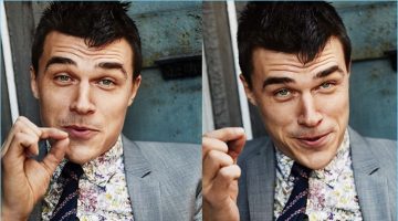 The center of attention, Finn Wittrock wears a PS Paul Smith suit with a shirt and tie by Paul Smith.