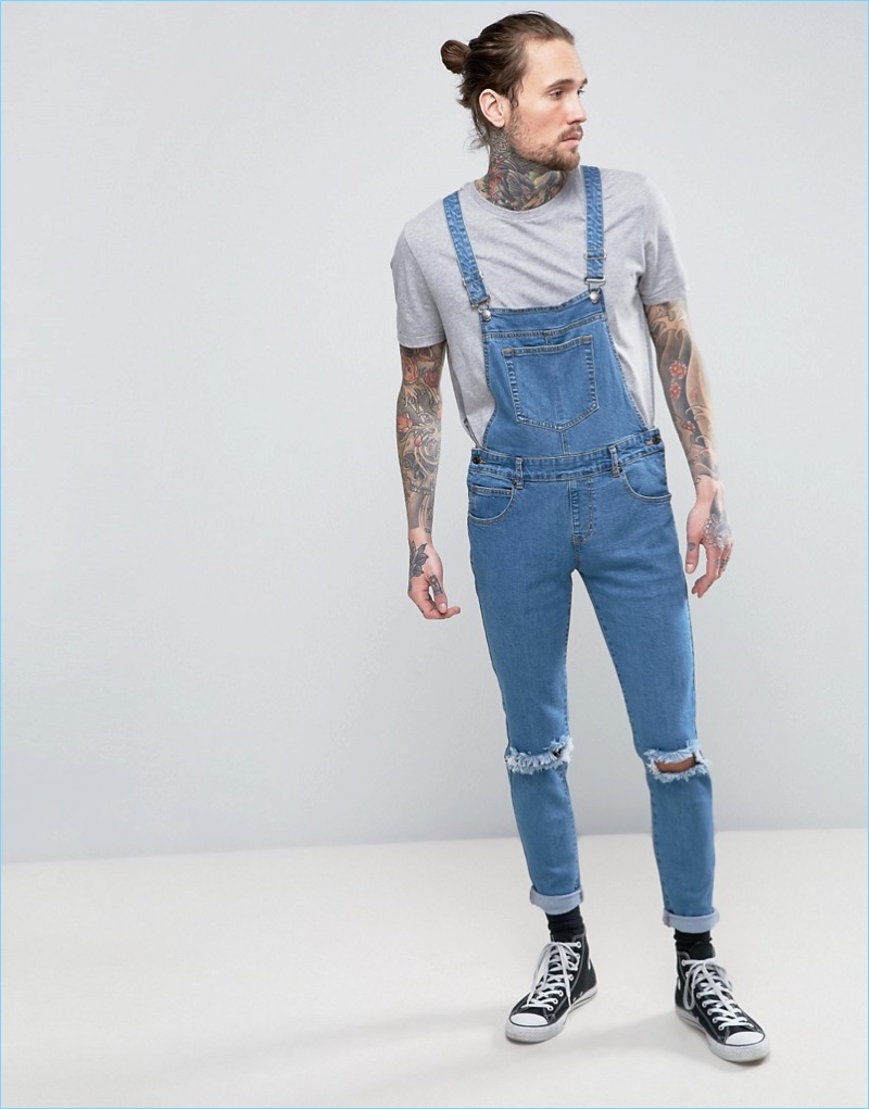 mens skinny fit overalls