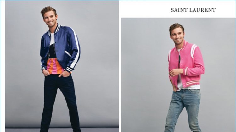 RJ King sports spring looks from Burberry and Saint Laurent for Holt Renfrew.