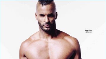 Appearing in a shirtless picture, Ricky Whittle wears Tiger of Sweden jeans.