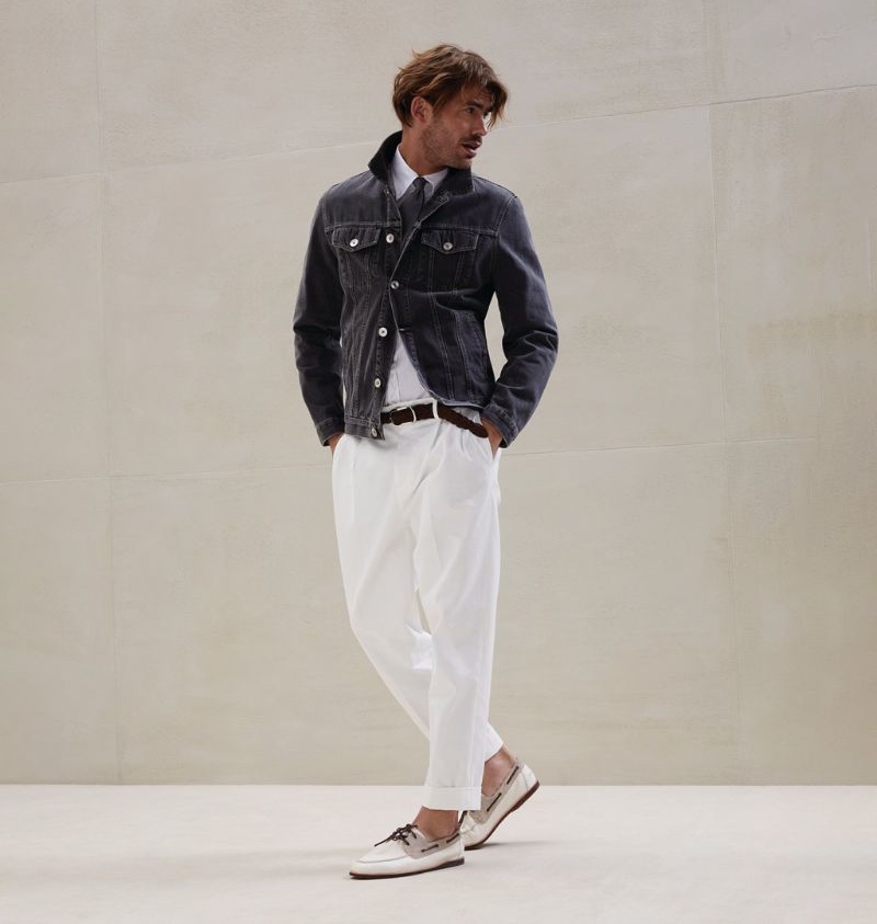 Man with Blue Denim Jacket and Trousers and White Diesel Shirt before Etro  Fashion Show Milan Editorial Stock Image  Image of outdoor style  251307034