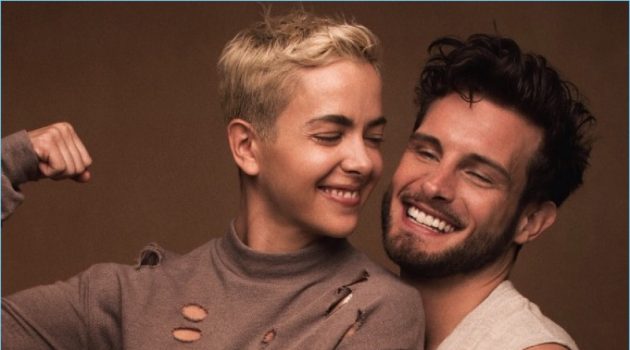 All smiles, Bethany Meyers and Nico Tortorella sit for a portrait.