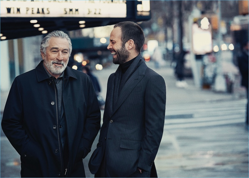 Enjoying a conversation, Robert De Niro and Benjamin Millepied appear in Ermenegildo Zegna's fall-winter 2017 campaign.