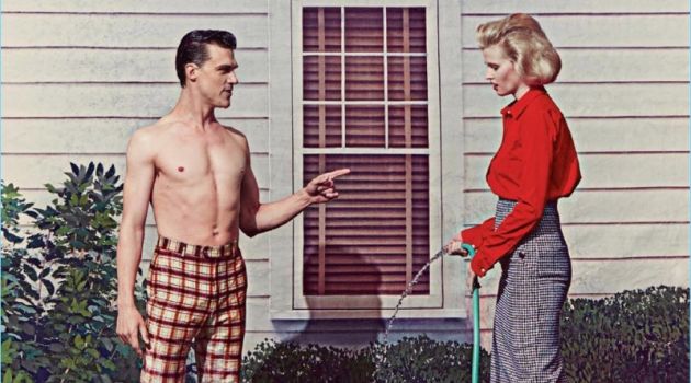 Steven Klein photographs Finn Wittrock and Lara Stone for American Vogue.