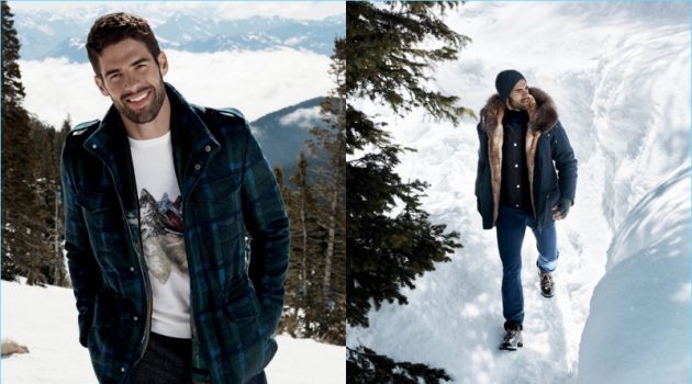 Left: Chad White sports a fall-winter 2017 look from Etro. Right: The American model wears Yves Salomon Homme and The Cords.