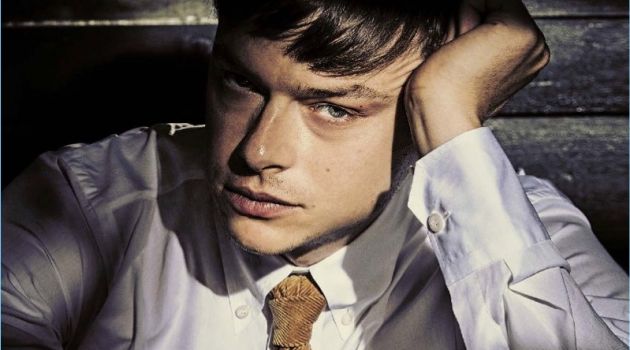 Actor Dane DeHaan sports a shirt and corduroy tie by Prada.