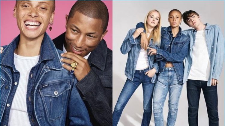 Adwoa Aboah, Pharrell Williams, Jean Campbell, and Lennon Gallagher star in G-Star's fall-winter 2017 campaign.