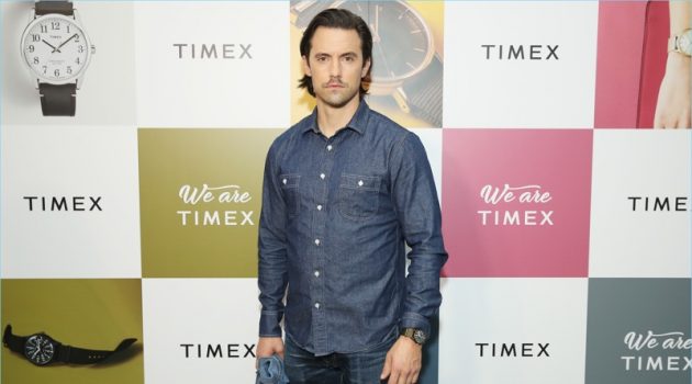 Milo Ventimiglia makes a denim proposal as he hosts an event for Timex.