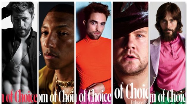 W magazine enlists Chris Hemsworth, Pharrell Williams, Robert Pattinson, James Corden, and Jared Leto as its October 2017 cover stars.