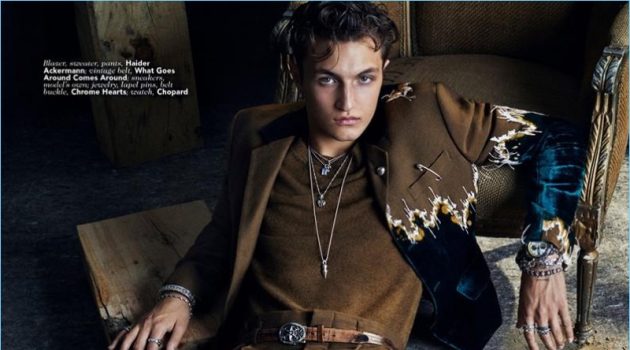 Anwar Hadid stars in an editorial for Vogue Man Arabia.