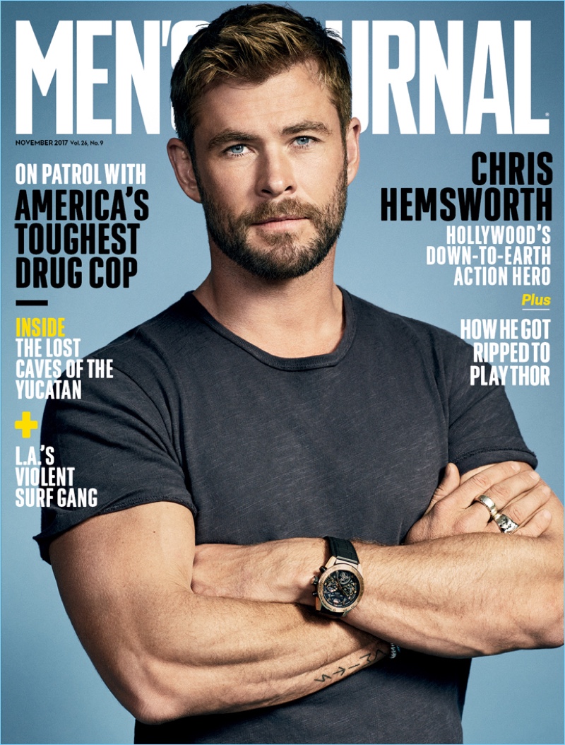 Chris Hemsworth covers the November 2017 issue of Men's Journal.