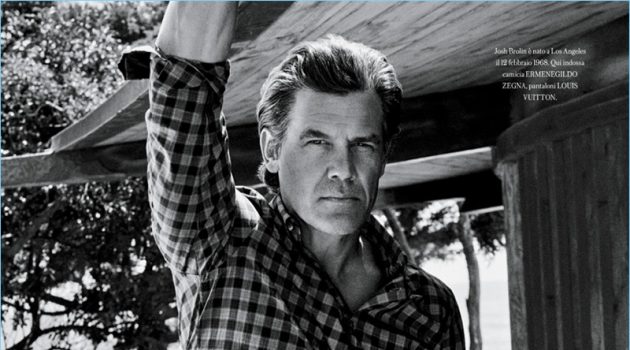 Actor Josh Brolin wears an Ermenegildo Zegna shirt with Louis Vuitton pants.