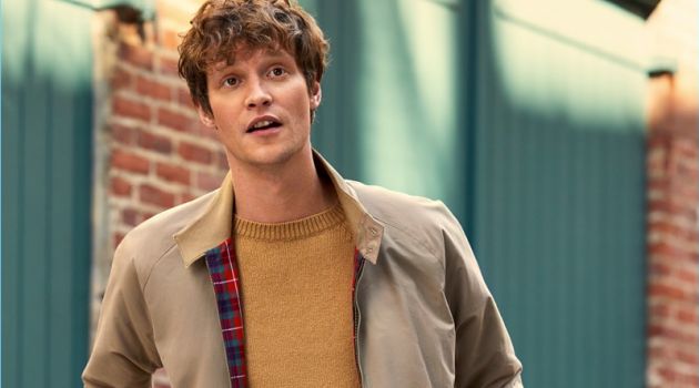 Classic style reigns as Matthew Hitt sports a Baracuta G9 Modern Classic jacket. Matthew also wears a camel colored A.P.C. sweater and jeans from Naked & Famous.