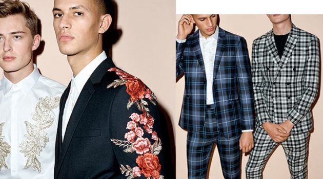 Pack a stylish punch by updating your suits with embroidered details and plaid.