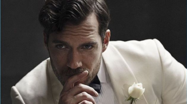 English actor Henry Cavill dons a white tuxedo jacket for The Rake.