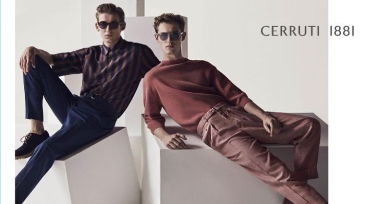 Christopher Einla and Kit Butler star in Cerruti 1881's spring-summer 2018 campaign.