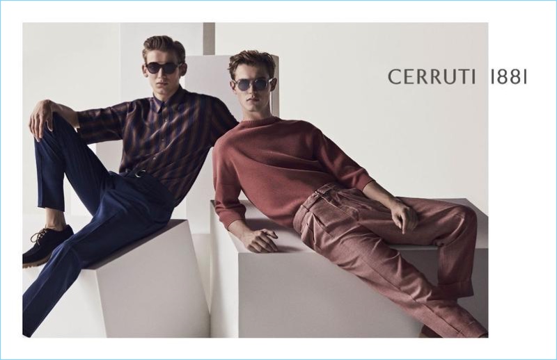 Christopher Einla and Kit Butler star in Cerruti 1881's spring-summer 2018 campaign.