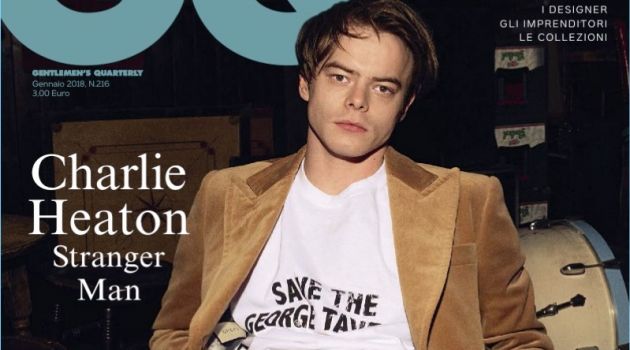 Charlie Heaton covers the January 2018 issue of GQ Italia.