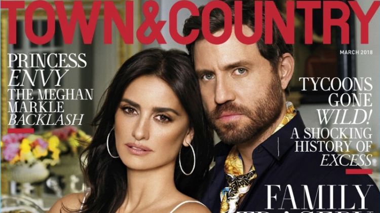 Penélope Cruz and Édgar Ramirez cover the March 2018 issue of Town & Country.